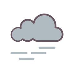 Stylized icon of a fog shrouded cloud with fog bank, on a black background
