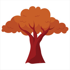 Flat Red Tree Vector Illustration