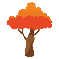 Flat Red Tree Vector Illustration