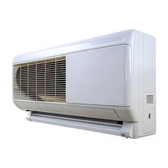 Fototapeta premium Wall mounted air conditioner unit with vents and controls, isolated on white background