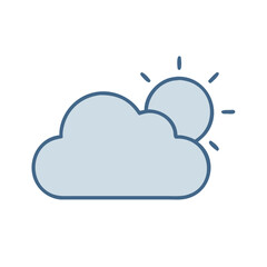 Stylized sun and cloud illustration depicting weather conditions on a black background