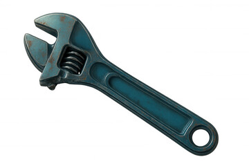 Obraz premium Close-up of a well-used adjustable wrench, exhibiting rust and wear, isolated on a transparent background