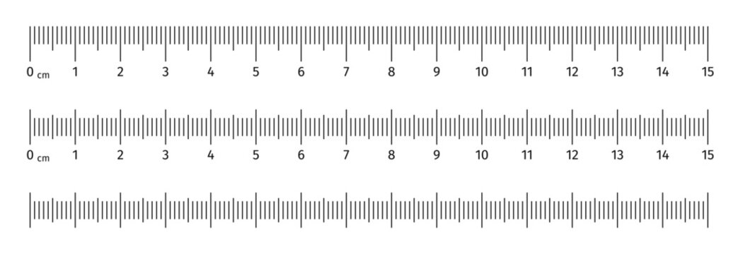 Ruler scale with markings and numbers. Size indicators measuring tool. Ruler scale with centimeters and millimeters units. Vector