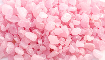 Fototapeta premium Polished rose quartz stones in soft pink shades with gentle shine, natural mineral texture, calming and soothing appearance, relaxation and healing energy