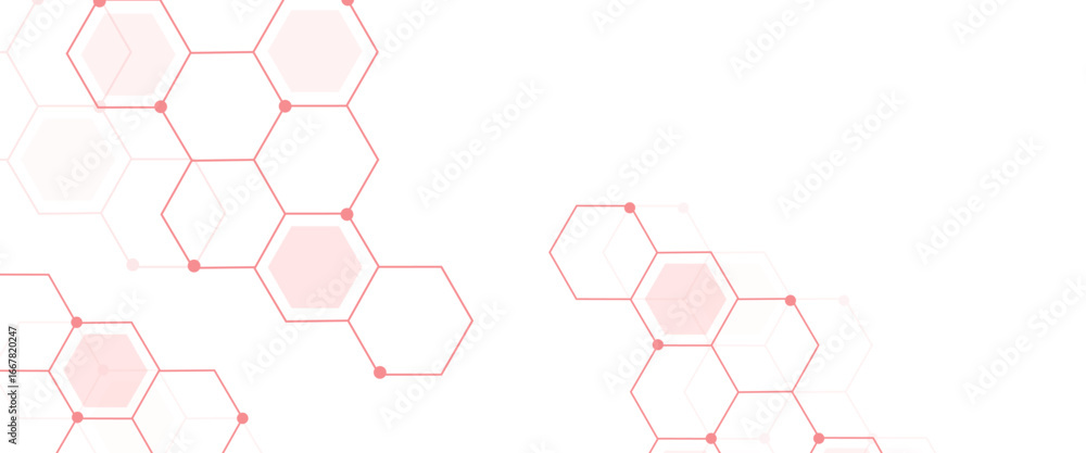Poster vector hexagons pattern. abstract geometric red texture background.