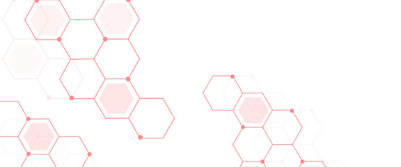 Vector hexagons pattern. Abstract geometric red texture background.