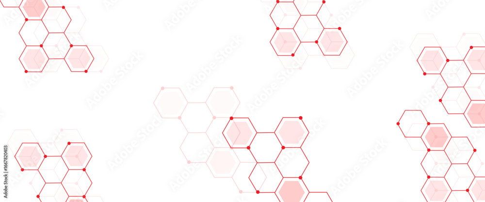 Poster vector hexagons pattern. abstract geometric red texture background.