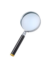 A detailed magnifying glass showcasing its lens and handle design
