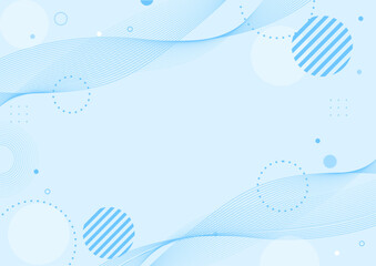 幾何学 ラインウェーブ グラフィック フレーム 背景素材 青