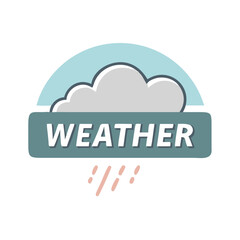 Weather icon graphic with cloud rain and word weather against a black background