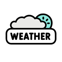 Stylized Cartoon Cloud and Sun Icon with Black Background for Weather Related Content