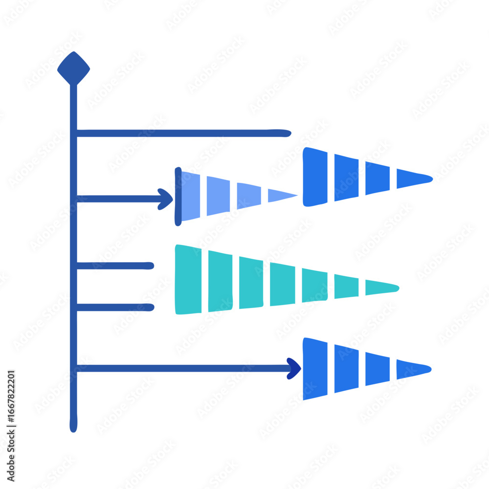 Poster abstract progress chart displaying tiered growth with directional arrows and a timeline on a black b