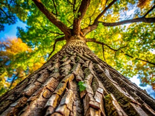Naklejka premium Majestic Oak Tree: Nature's Simple Elegance - Architectural Photography Stock Photo