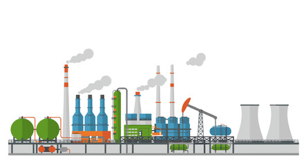 Obraz premium Industrial facility with modern energy plants and factories