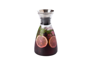 Berry fruit cocktail in a decanter. Transparent