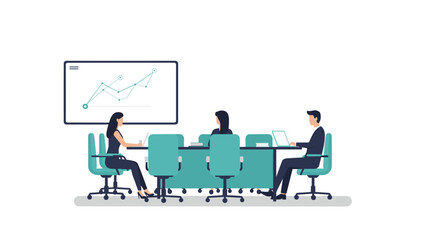 Business meeting in modern office with graph presentation