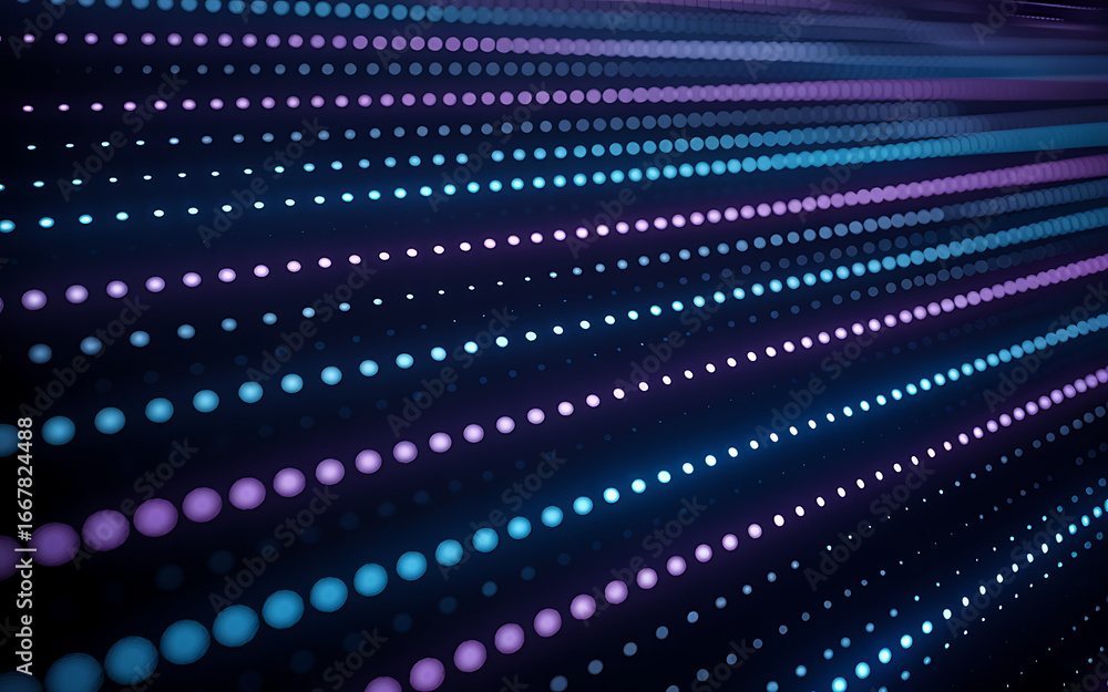 Poster abstract background with glowing dots and neon light effect