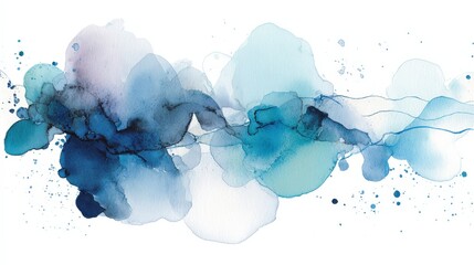 Obraz premium Abstract Watercolor Painting: An abstract watercolor painting, depicting an ethereal mix of watery hues and delicate ink trails, with soft, blurred edges, evoking a sense of calm and sophistication.