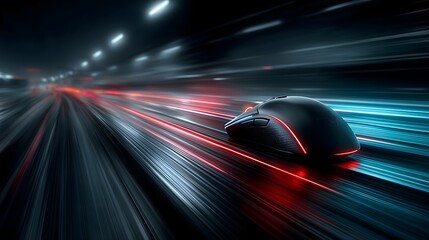High-Speed Gaming Mouse on Futuristic Highway