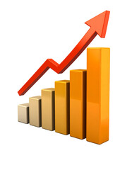 Business graph Isolated on Transparent or White Background