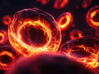 Lava Cell: a captivating depiction of vibrant cells exuding heat and intensity. A metaphor for transformation and energy. 