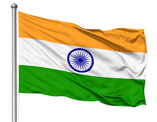Flag of India Isolated on Transparent or White Background