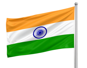 Flag of India Isolated on Transparent or White Background