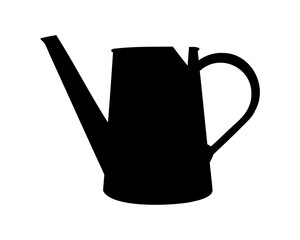 Watering Can Silhouette on White Background Showing Garden Tool for Watering