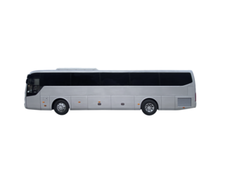 White empty bus isolated over white background, with clipping path. Full Depth of field. side view