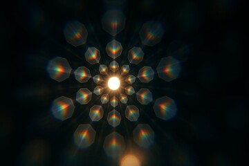 光の粒子が放射状に広がるトリッピーアート