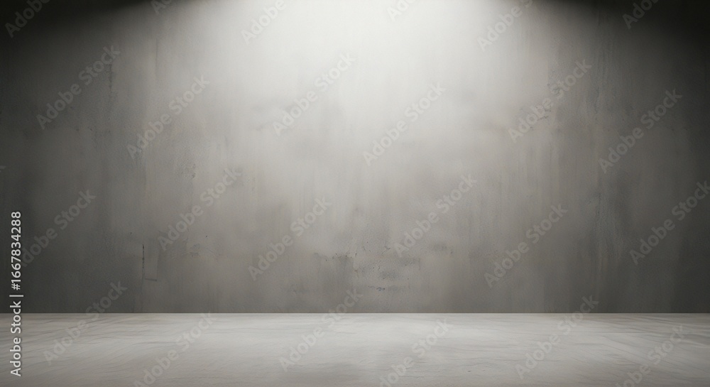 Poster empty concrete wall and floor studio background with dramatic lighting, perfect for product display 