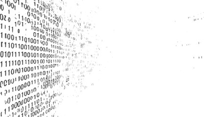 Abstract pattern of binary code with zeros and ones on a white background