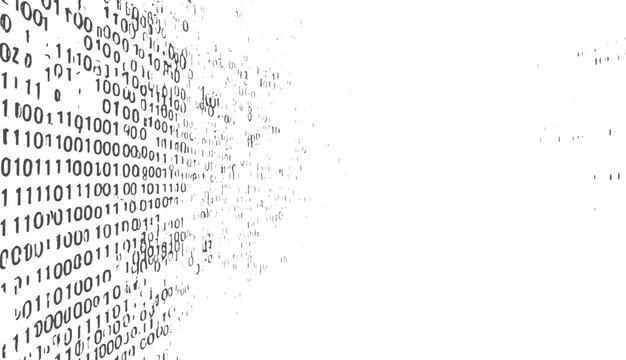 Abstract pattern of binary code with zeros and ones on a white background