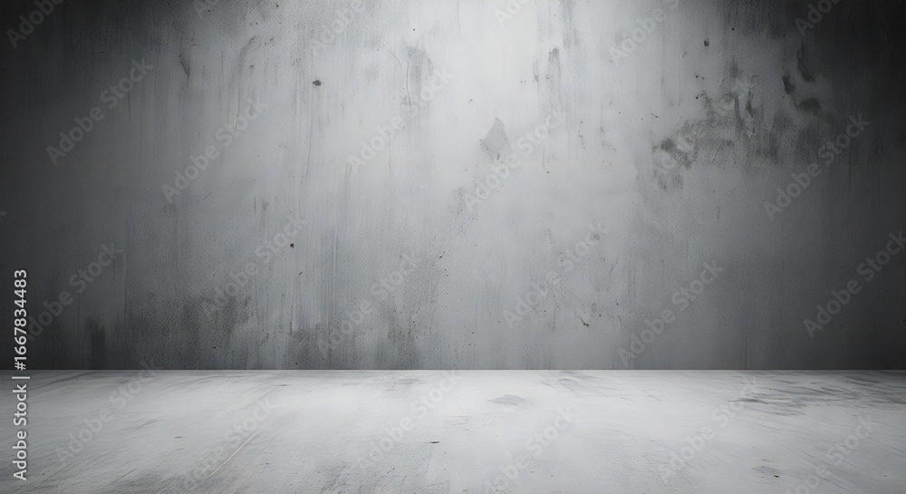 Poster empty concrete studio backdrop with moody lighting, perfect for product placement, presentations, an