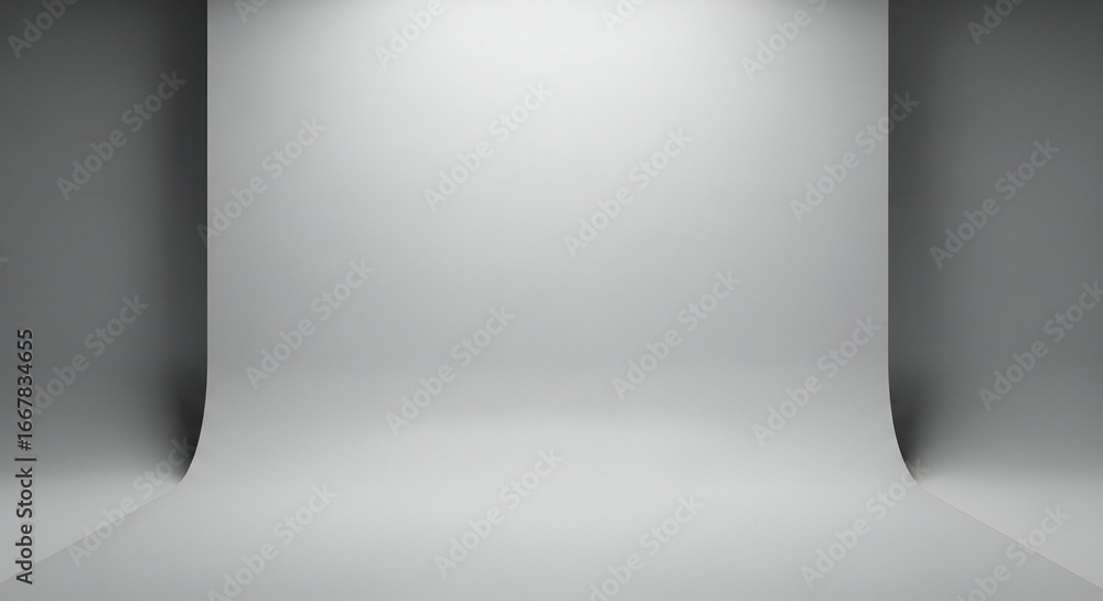 Poster modern minimalist studio backdrop with smooth curves and soft lighting creates a professional and el