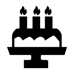 vector illustration of a birthday cake glyph icon