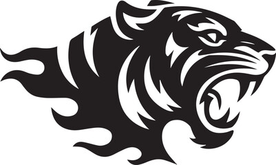 dynamic flaming tiger head vector art symbolizing strength power and ferocity for graphic design © AIcon Star