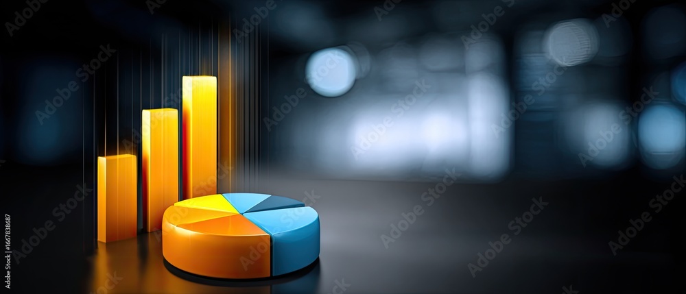 Aufkleber analysis business charts concept. abstract data visualization with bar and pie charts on a dark back