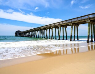 Ocean pier on sandy beach