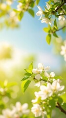 Obraz premium A bright, sun-drenched image showing delicate white blossoms against a clear blue sky