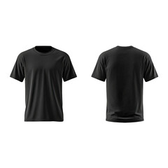 Naklejka premium Black t shirt front and back view on transparent background