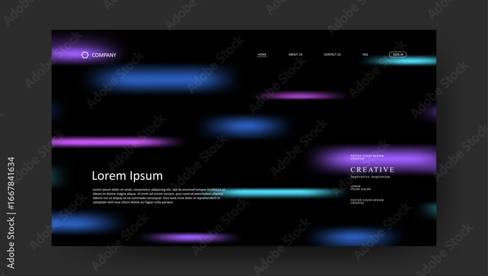 Poster abstract wave futuristic design of landing page. retro fluid gradient website design