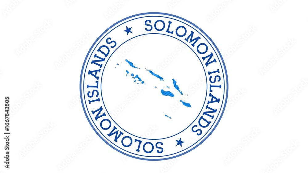 Poster solomon islands intro. badge with the circular name and map of country. solomon islands round logo a