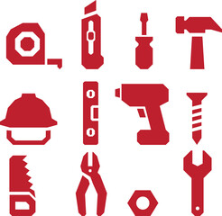 Construction Tool Icons Set Minimalist Vector for Builders and DIY Projects.eps