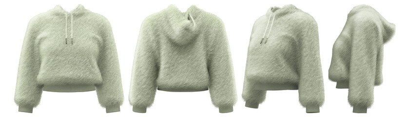 Realistic 3D design of a cozy fleece hoodie in soft tones © puruan