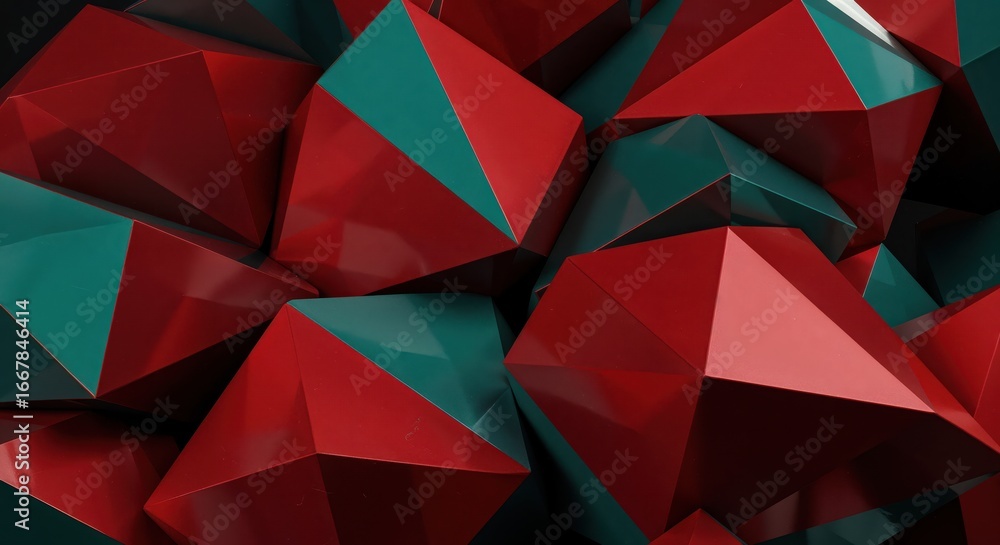 Poster geometric gems: a striking abstract composition features intricately designed three-dimensional gems