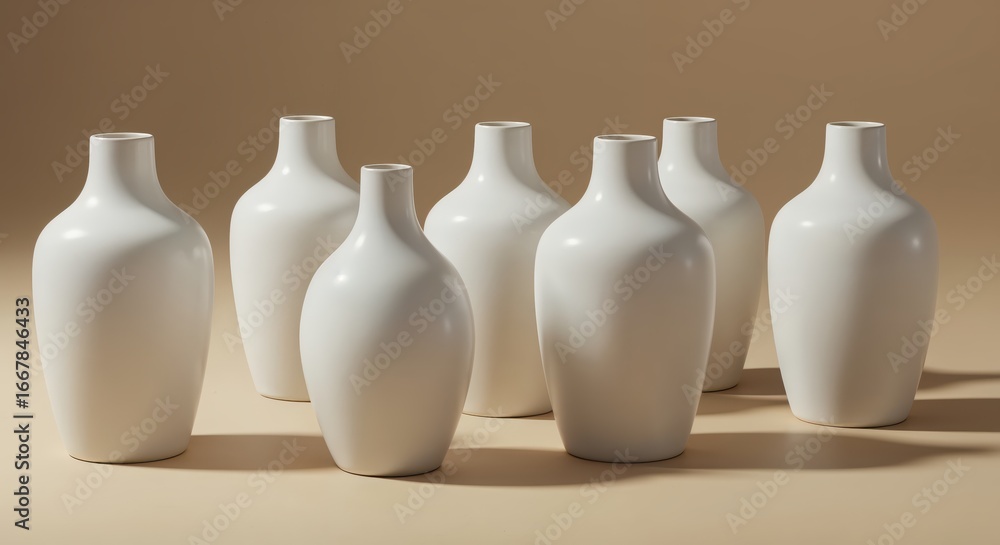 Poster elegant vase ensemble: a minimalist composition featuring a group of pristine white vases. the varyi