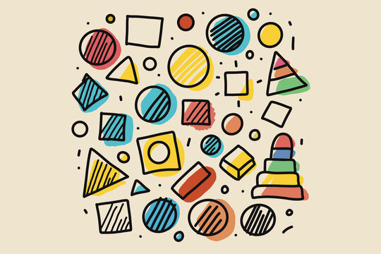 Abstract colorful geometric shape illustration with minimalistic design