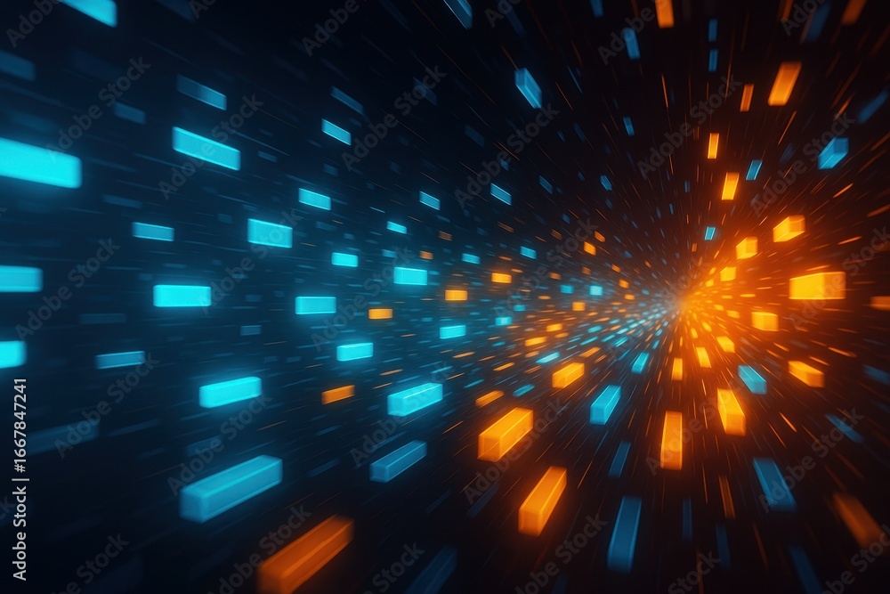 Poster digital data stream: abstract art showcasing a dynamic visual representation of data flowing through