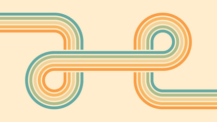 Abstract background of rainbow groovy Wavy Line design in 1970s Hippie Retro style. Vector pattern ready to use for cloth, textile, wrap and other.